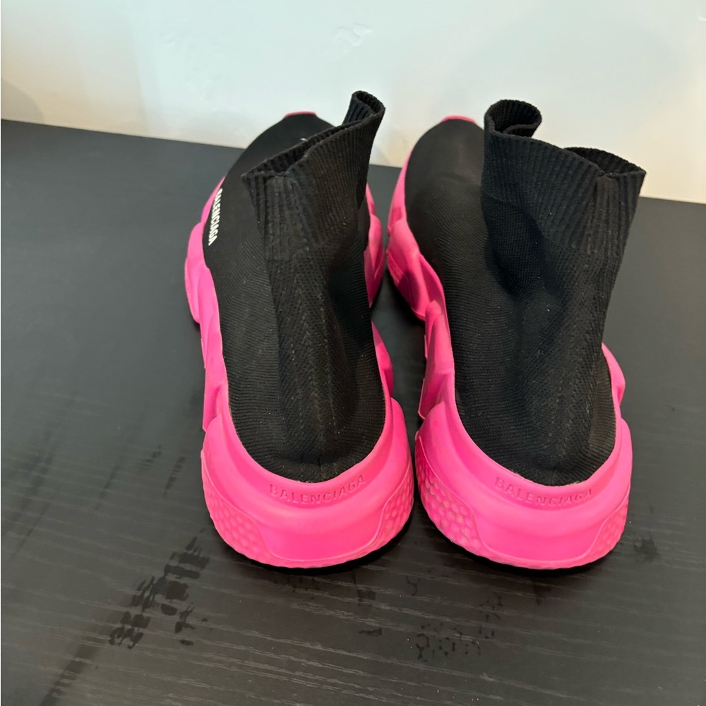 Balenciaga Black and Pink Sock Speed Trainers Size 9 - Picture 4 of 4